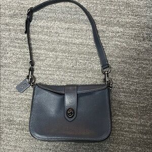 Coach Dark Dark Bluish Gray Leather Shoulder Bag